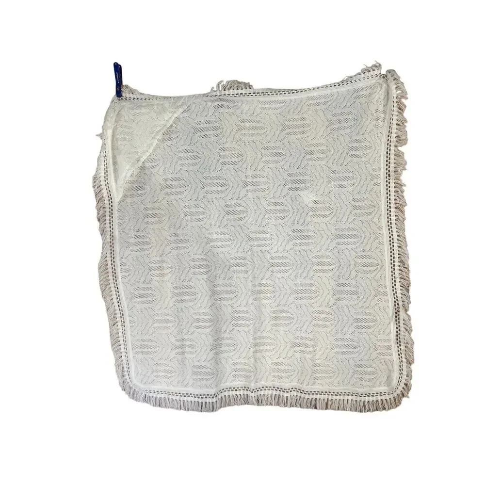 Vintage Acrylic Baby Blanket With Hood Fringe Mon Chic Bebe Made In Lebanon